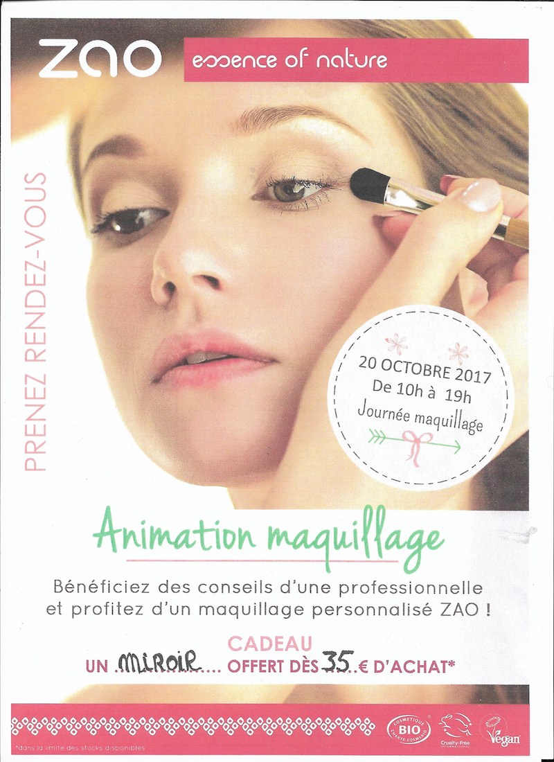 Atelier maquillage organisé par Zao dans votre institut la douce heure
